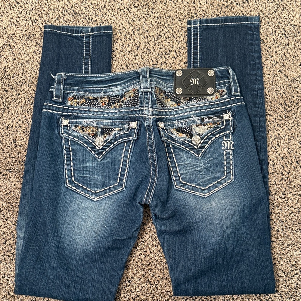 Miss Me Dark Blue Skinny Jeans with Embellishments